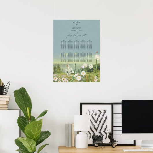 Waterverf Wildflower Wedding Seating Chart Poster (Thuiskantoor)