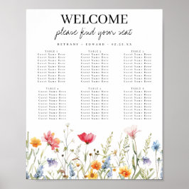 Waterverf Wildflower Wedding Seating Chart Poster