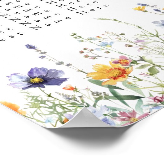 Waterverf Wildflower Wedding Seating Chart Poster (Hoek)