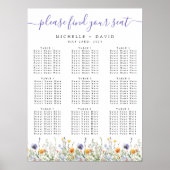 Waterverf Wildflower Wedding Seating Chart Poster (Voorkant)
