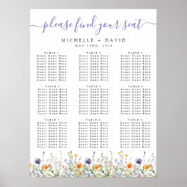 Waterverf Wildflower Wedding Seating Chart Poster