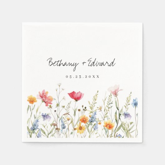 Waterverf Wildflower Wedding Servet (Voorkant)