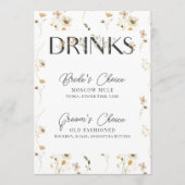 Waterverf Wildflower Wedding Signature Drink Sign (Voorkant)
