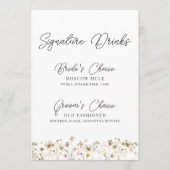 Waterverf Wildflower Wedding Signature Drink Sign (Voorkant)