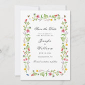 Waterverf Wildflower Wedding Sla datum op Aankondiging (Voorkant)