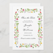 Waterverf Wildflower Wedding Sla datum op Aankondiging (Voorkant / Achterkant)