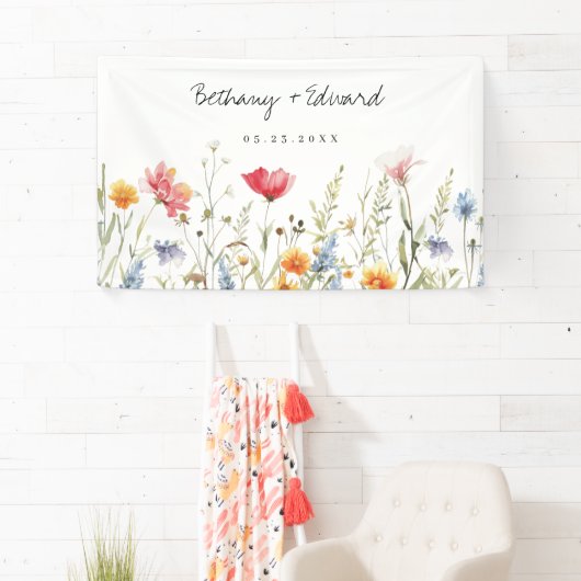 Waterverf Wildflower Wedding Spandoek (Insitu)