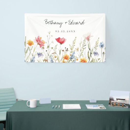 Waterverf Wildflower Wedding Spandoek (Beurs)