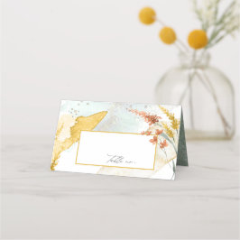 Waterverf Wildflower Wedding Table Gold ID954 Plaatskaartje