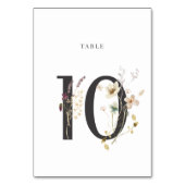 Waterverf Wildflower Wedding Table Number 10 Kaart (Voorkant)
