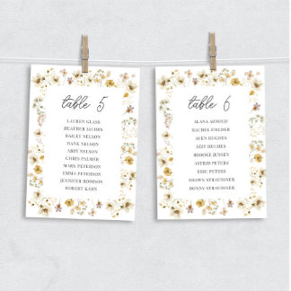 Waterverf Wildflower Wedding Table Seating Chart