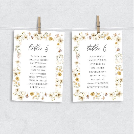 Waterverf Wildflower Wedding Table Seating Chart