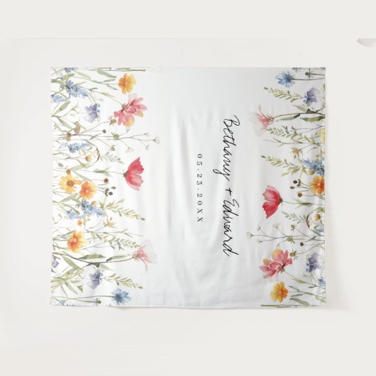 Waterverf Wildflower Wedding Wandkleed (Voorkant (horizontaal))