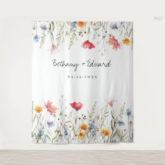 Waterverf Wildflower Wedding Wandkleed (Voorkant)