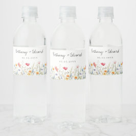 Waterverf Wildflower Wedding Waterfles Etiket
