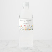 Waterverf Wildflower Wedding Waterfles Etiket (Voorkant)