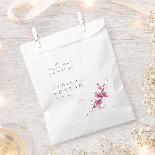 Waterverf Wildflower Wedding Welcome Fsia ID954 Bedankzakje (Geknipt)