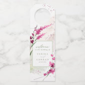 Waterverf Wildflower Wedding Welcome Fuchsa ID954 Flessenhanger (Voorkant)