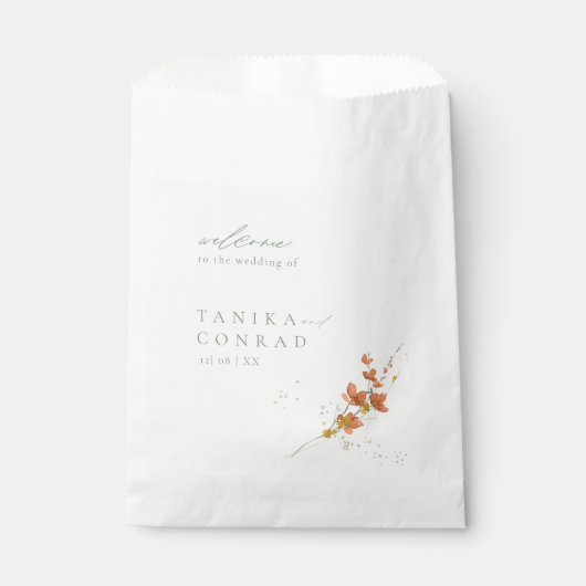 Waterverf Wildflower Wedding Welcome Gold ID954 Bedankzakje (Voorkant)