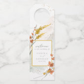 Waterverf Wildflower Wedding Welcome Gold ID954 Flessenhanger (Voorkant)