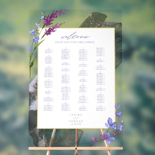 Waterverf Wildflower Wedding Welcome Peri ID954 Acryl Bord (Neutraal)