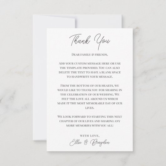 Waterverf Wildflower Weduwfoto Hartelijk dank Bedankkaart (Achterkant)