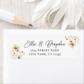 Waterverf Wildflower Weduwingadreslabel Etiket (Insitu)