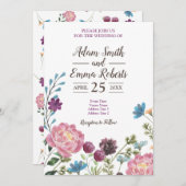 Waterverf Wildflower weduwschap Kaart (Voorkant / Achterkant)