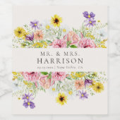 Waterverf Wildflower weduwschap Wijn Etiket (Enkel label)