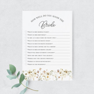Waterverf Wildflower Wie kent de bruid Kaart