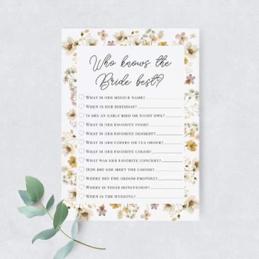 Waterverf Wildflower Wie kent de bruid Kaart