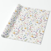 Waterverf Wildflower Zomerweide Tuin Bloem Cadeaupapier (Uitgerold)