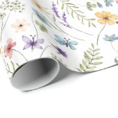 Waterverf Wildflower Zomerweide Tuin Bloem Cadeaupapier (Rol Hoek)