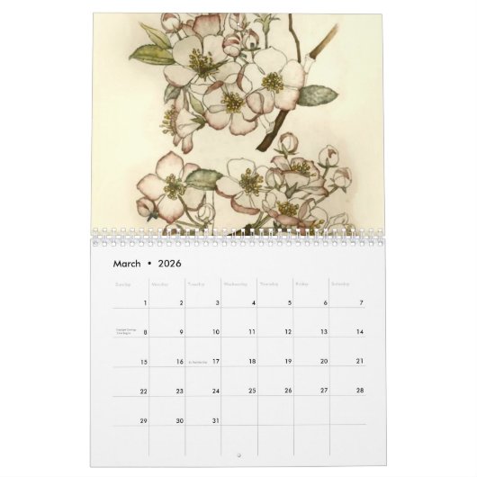 Waterverf Wildflowers 2026 van Charles Mackintosh Kalender (Mar 2026)