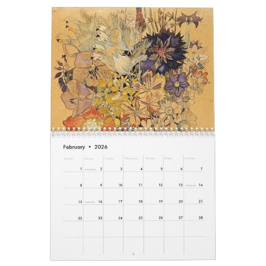 Waterverf Wildflowers 2026 van Charles Mackintosh Kalender (Feb 2026)