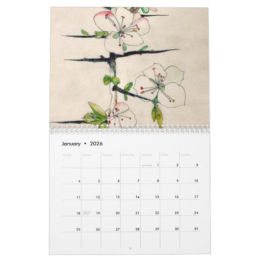 Waterverf Wildflowers 2026 van Charles Mackintosh Kalender (Jan 2026)