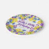 Waterverf Wildflowers 60e verjaardagsfeest Papieren Bordje (Gekanteld)