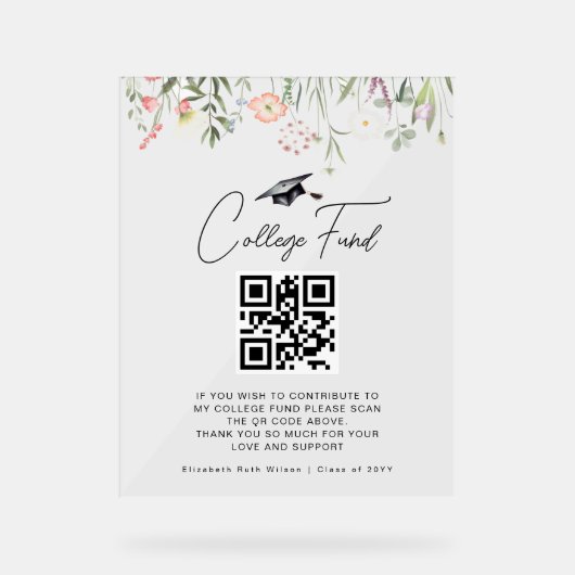 Waterverf Wildflowers Afstuderen College Fund Acryl Bord (Voorkant)