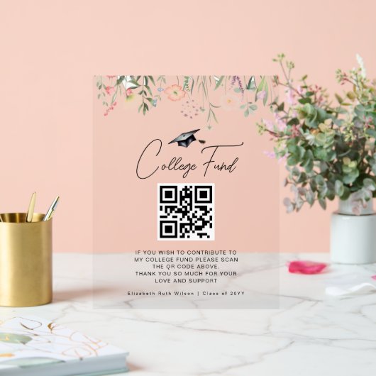 Waterverf Wildflowers Afstuderen College Fund Acryl Bord (Huwelijk)