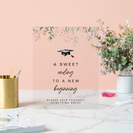 Waterverf Wildflowers Afstuderen Transparant Teken Acryl Bord (Huwelijk)