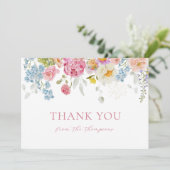 Waterverf  WildFlowers Baby Boy Shower Bedankkaart (Staand voorkant)