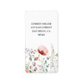 Waterverf Wildflowers Baby shower Retouradres Etiket (Voorkant)