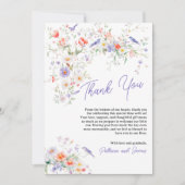 Waterverf Wildflowers Birds Baby shower Dank u wel Bedankkaart (Voorkant)