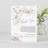 Waterverf Wildflowers Birds Baby shower Dank u wel Bedankkaart (Staand voorkant)