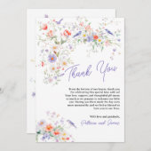 Waterverf Wildflowers Birds Baby shower Dank u wel Bedankkaart (Voorkant / Achterkant)