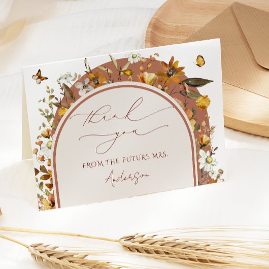 Waterverf Wildflowers Boho Vrijgezellenfeest Bedankkaart