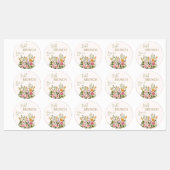Waterverf Wildflowers Bruids Brunch Ronde Labels (Vel)
