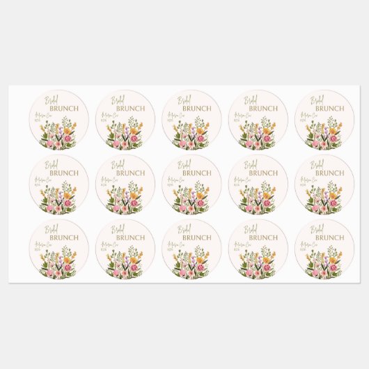 Waterverf Wildflowers Bruids Brunch Ronde Labels (Vel)