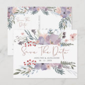 Waterverf Wildflowers Copper SAVE THE DATE Briefkaart (Voorkant / Achterkant)