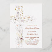 waterverf wildflowers cross bevestiging folie uitnodiging (Voorkant)